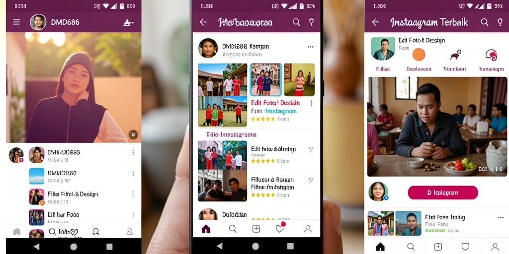 Antarmuka DMD686 dengan berbagai pilihan filter Instagram.