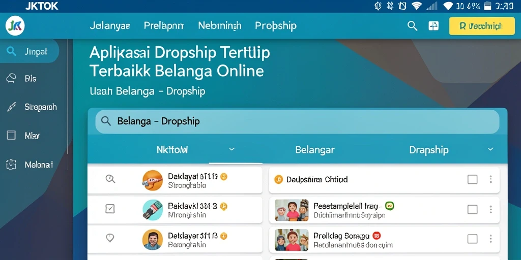 Antarmuka aplikasi JKTOK yang menarik dan mudah digunakan untuk Dropship.