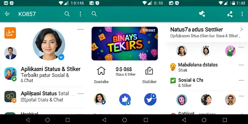 Antarmuka KO857 dengan koleksi stiker berwarna-warni.