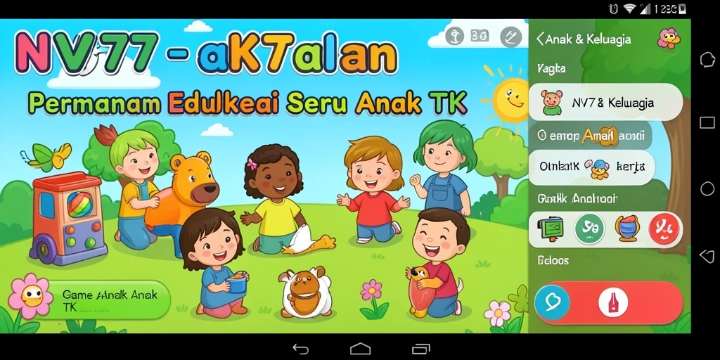 Tampilan antarmuka interaktif dan menarik dari NV77 untuk anak-anak.
