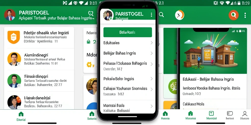 Antarmuka pengguna PARISTOGEL yang interaktif untuk belajar Bahasa Inggris.