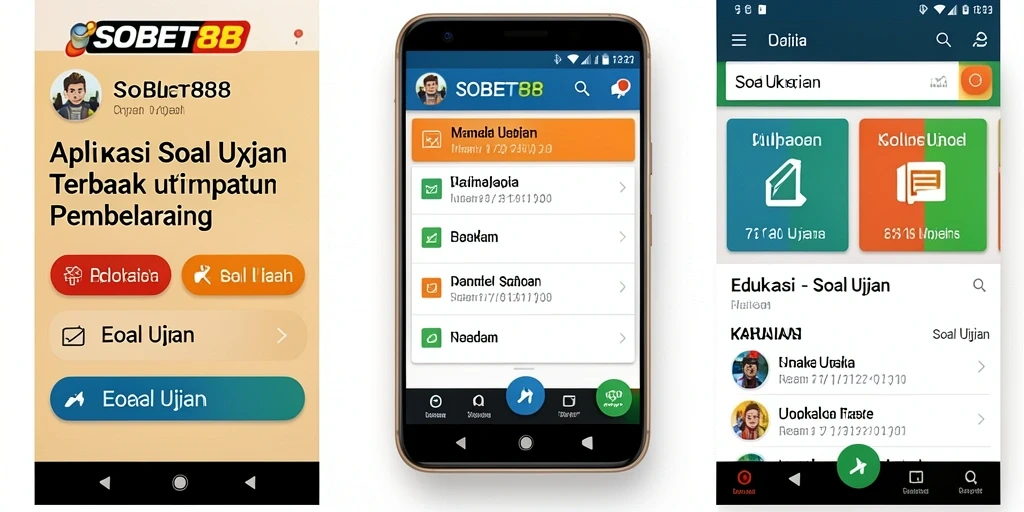 Tampilan antarmuka aplikasi SOBET88 untuk soal ujian yang interaktif.