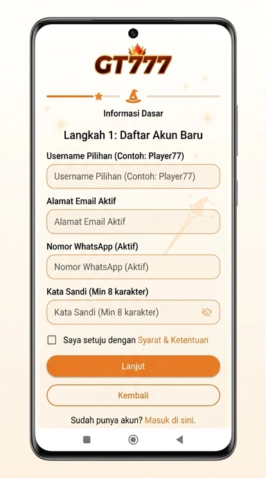 Cara Mudah Daftar Akun gt777 untuk Android